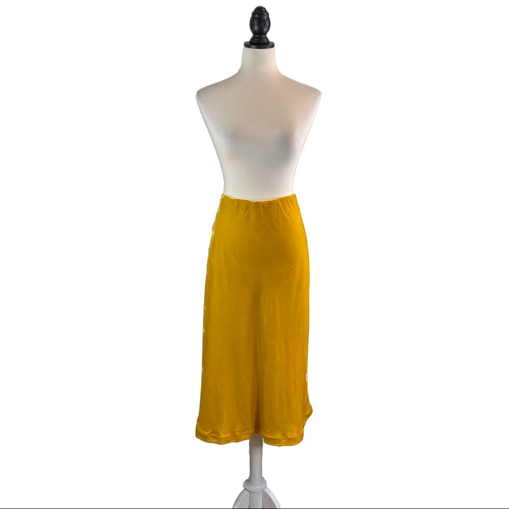 Anthropologie Yellow Midi Skirt